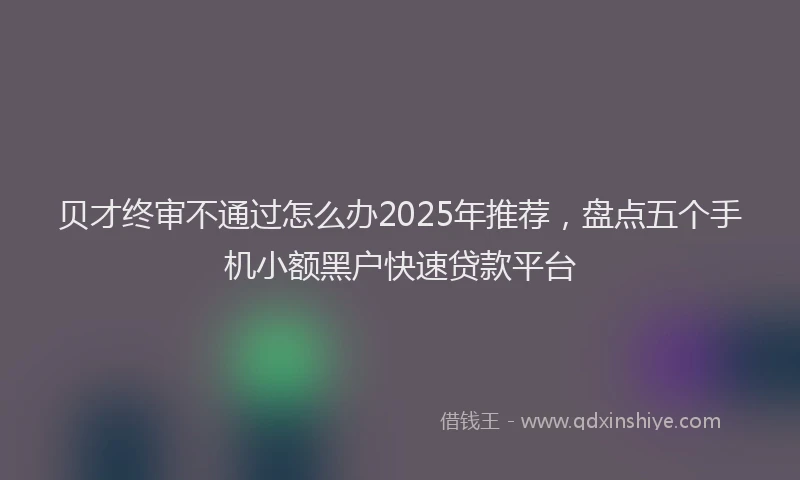 贝才终审不通过怎么办2025年推荐，盘点五个手机小额黑户快速贷款平台