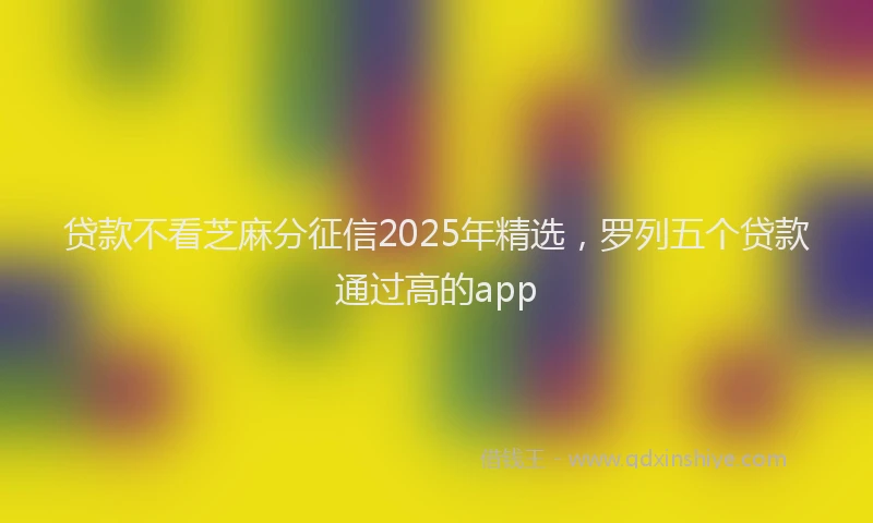 贷款不看芝麻分征信2025年精选，罗列五个贷款通过高的app
