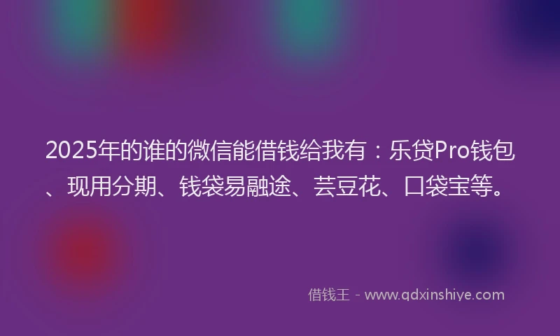 2025年的谁的微信能借钱给我有：乐贷Pro钱包、现用分期、钱袋易融途、芸豆花、口袋宝等。