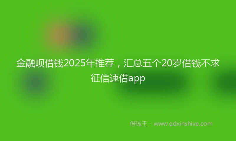 金融呗借钱2025年推荐，汇总五个20岁借钱不求征信速借app