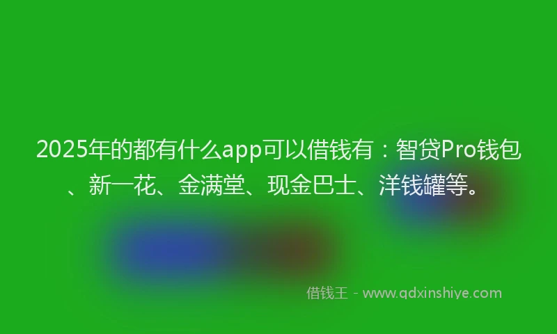 2025年的都有什么app可以借钱有：智贷Pro钱包、新一花、金满堂、现金巴士、洋钱罐等。