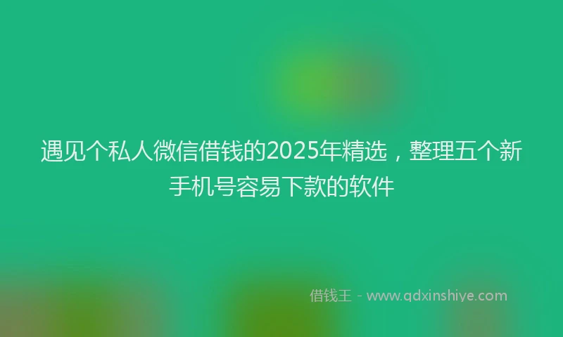 遇见个私人微信借钱的2025年精选，整理五个新手机号容易下款的软件