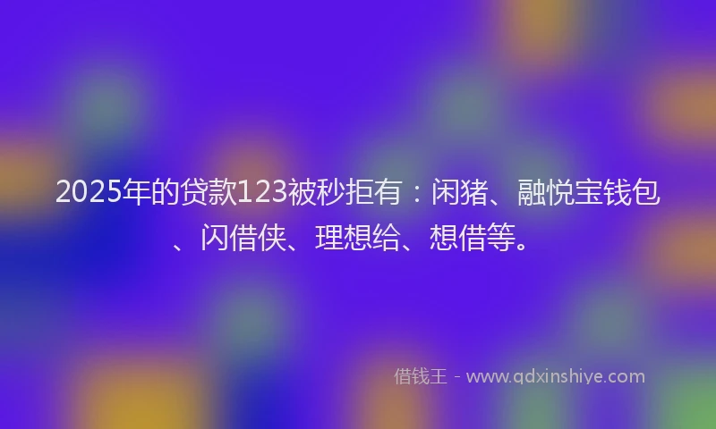 2025年的贷款123被秒拒有：闲猪、融悦宝钱包、闪借侠、理想给、想借等。