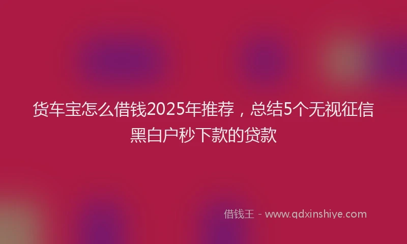 货车宝怎么借钱2025年推荐，总结5个无视征信黑白户秒下款的贷款