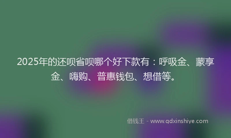 2025年的还呗省呗哪个好下款有：呼吸金、蒙享金、嗨购、普惠钱包、想借等。