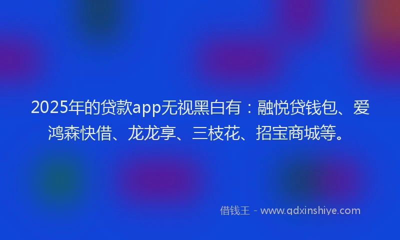 2025年的贷款app无视黑白有：融悦贷钱包、爱鸿森快借、龙龙享、三枝花、招宝商城等。
