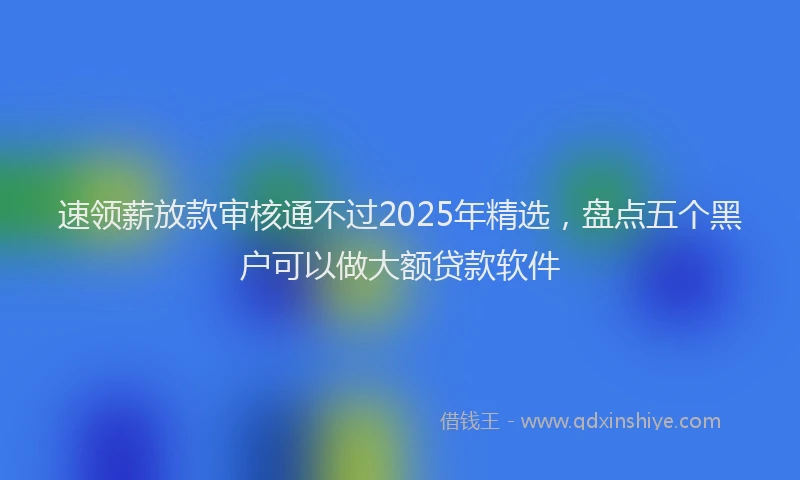 速领薪放款审核通不过2025年精选，盘点五个黑户可以做大额贷款软件