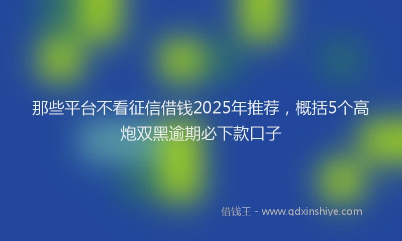 那些平台不看征信借钱2025年推荐，概括5个高炮双黑逾期必下款口子