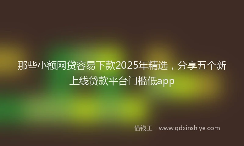 那些小额网贷容易下款2025年精选，分享五个新上线贷款平台门槛低app
