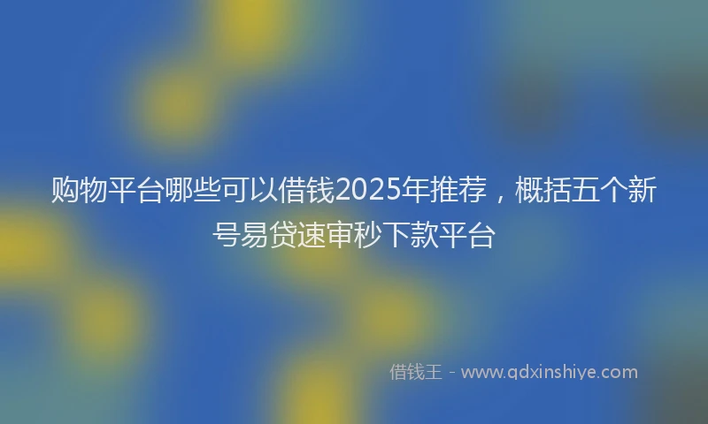 购物平台哪些可以借钱2025年推荐，概括五个新号易贷速审秒下款平台
