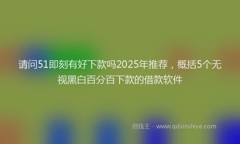 请问51即刻有好下款吗2025年推荐，概括5个无视黑白百分百下款的借款软件