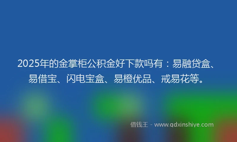 2025年的金掌柜公积金好下款吗有：易融贷盒、易借宝、闪电宝盒、易橙优品、戒易花等。