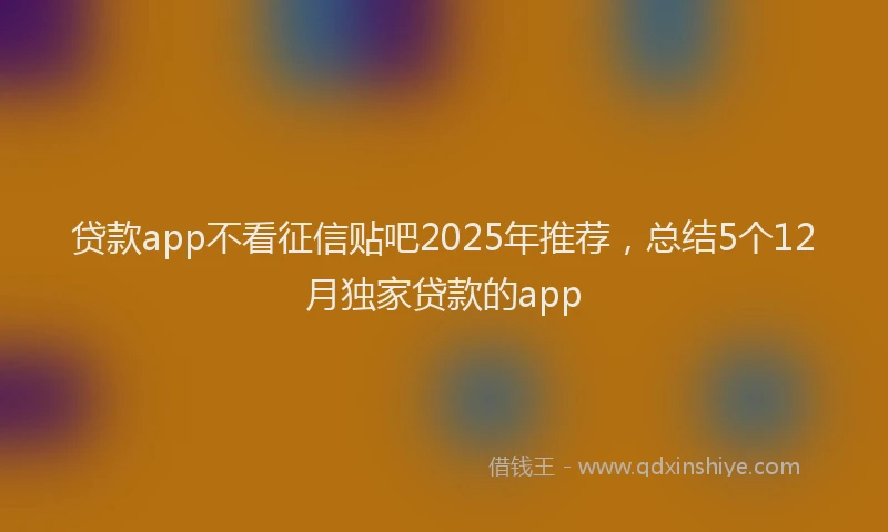 贷款app不看征信贴吧2025年推荐，总结5个12月独家贷款的app