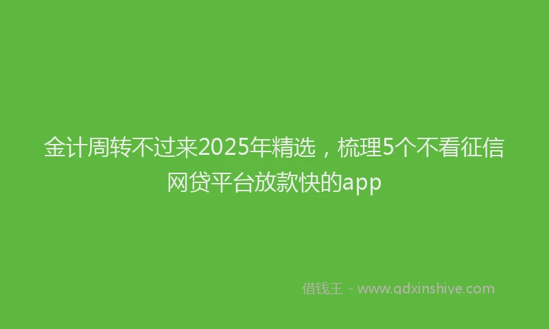 金计周转不过来2025年精选，梳理5个不看征信网贷平台放款快的app