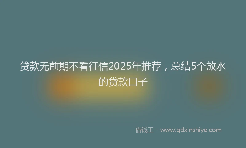 贷款无前期不看征信2025年推荐，总结5个放水的贷款口子
