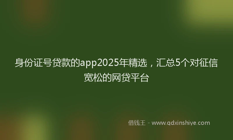 身份证号贷款的app2025年精选，汇总5个对征信宽松的网贷平台