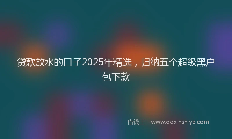 贷款放水的口子2025年精选，归纳五个超级黑户包下款