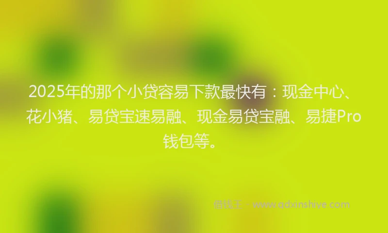 2025年的那个小贷容易下款最快有：现金中心、花小猪、易贷宝速易融、现金易贷宝融、易捷Pro钱包等。
