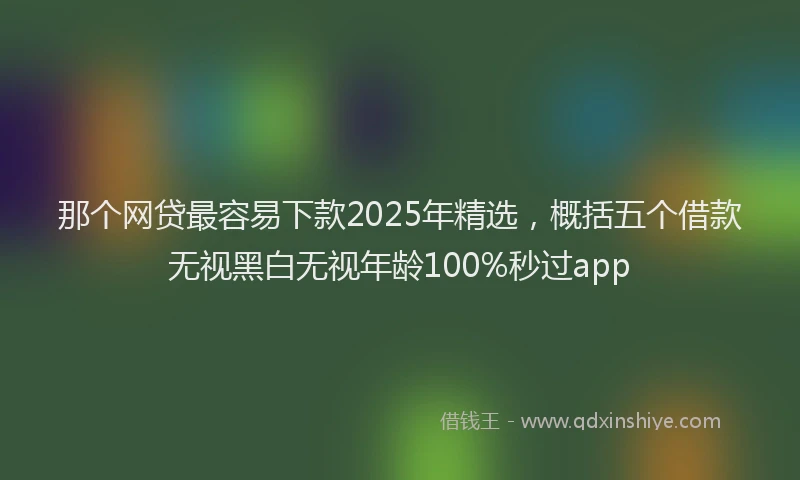 那个网贷最容易下款2025年精选，概括五个借款无视黑白无视年龄100%秒过app