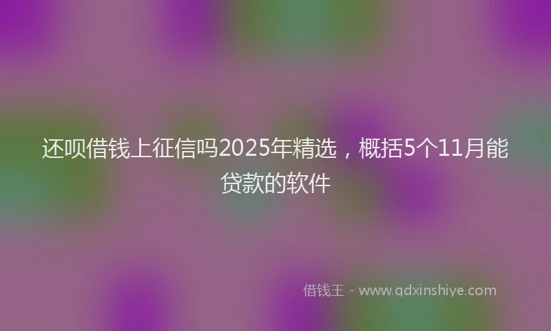 还呗借钱上征信吗2025年精选，概括5个11月能贷款的软件