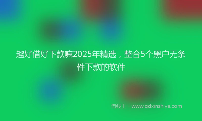 趣好借好下款嘛2025年精选，整合5个黑户无条件下款的软件