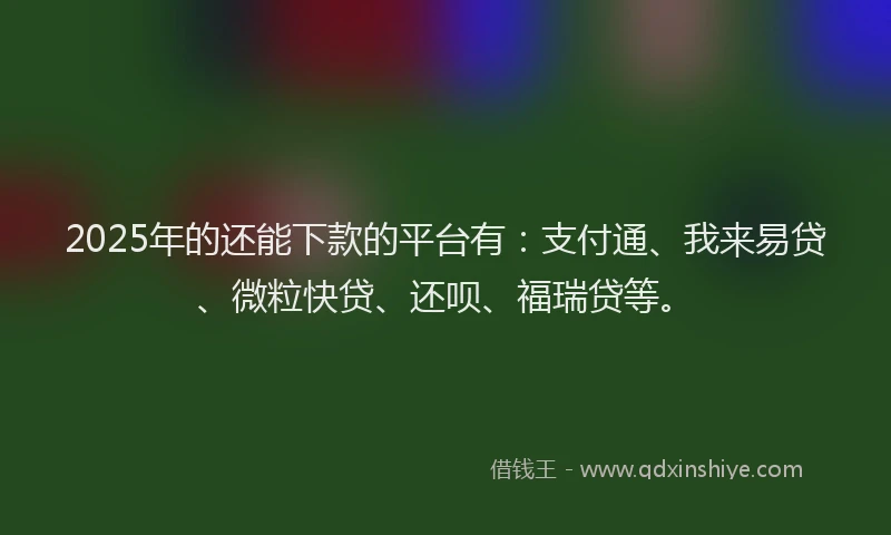 2025年的还能下款的平台有：支付通、我来易贷、微粒快贷、还呗、福瑞贷等。
