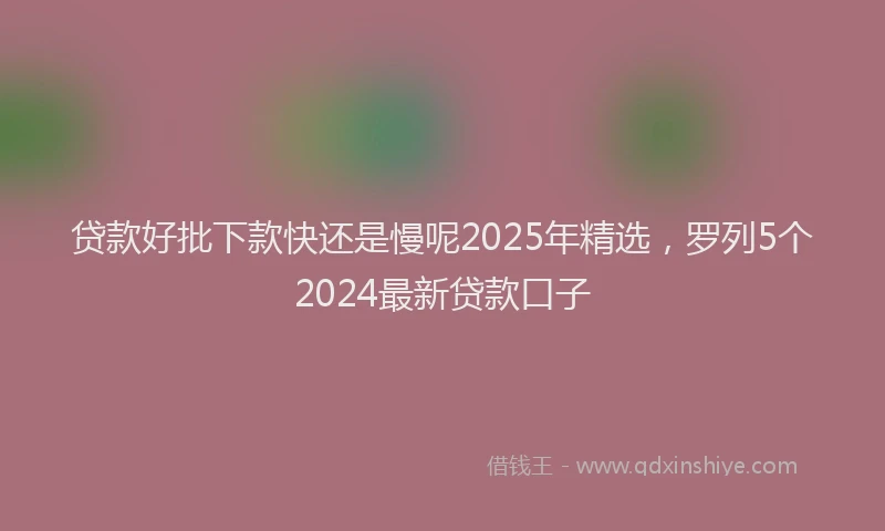 贷款好批下款快还是慢呢2025年精选，罗列5个2024最新贷款口子
