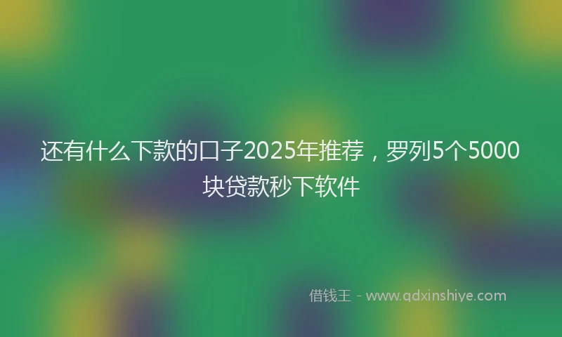 还有什么下款的口子2025年推荐，罗列5个5000块贷款秒下软件