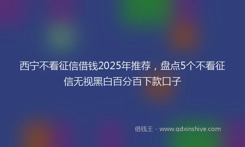 西宁不看征信借钱2025年推荐，盘点5个不看征信无视黑白百分百下款口子