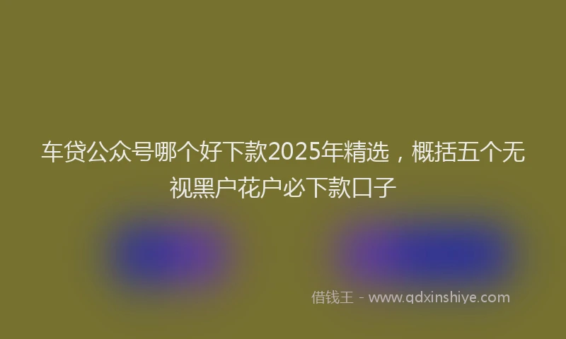 车贷公众号哪个好下款2025年精选，概括五个无视黑户花户必下款口子