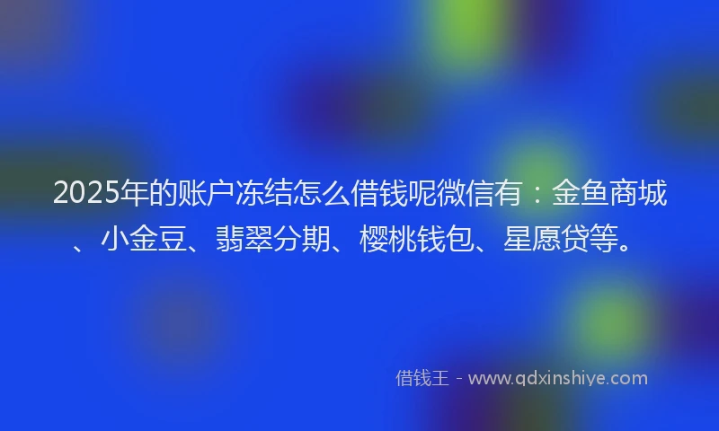 2025年的账户冻结怎么借钱呢微信有：金鱼商城、小金豆、翡翠分期、樱桃钱包、星愿贷等。
