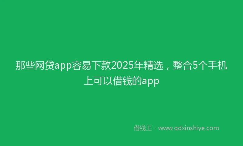 那些网贷app容易下款2025年精选，整合5个手机上可以借钱的app