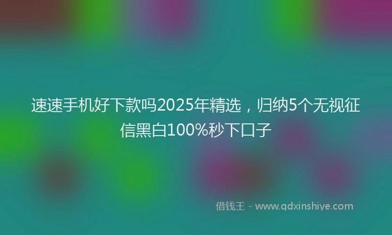 速速手机好下款吗2025年精选，归纳5个无视征信黑白100%秒下口子