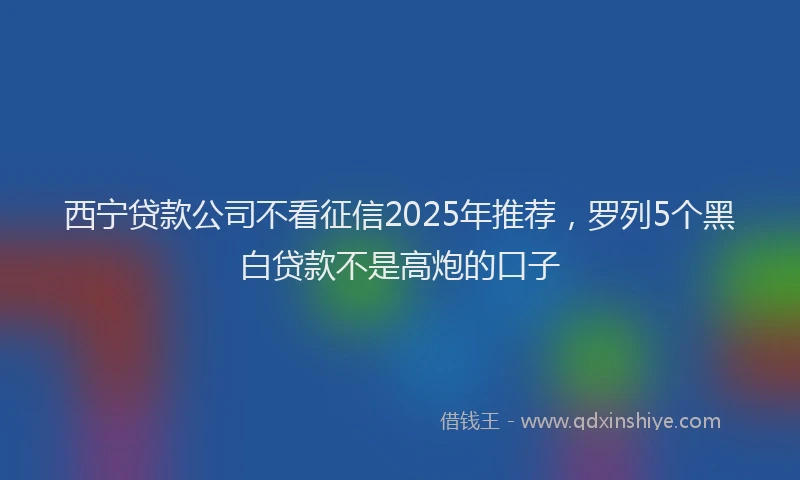 西宁贷款公司不看征信2025年推荐，罗列5个黑白贷款不是高炮的口子