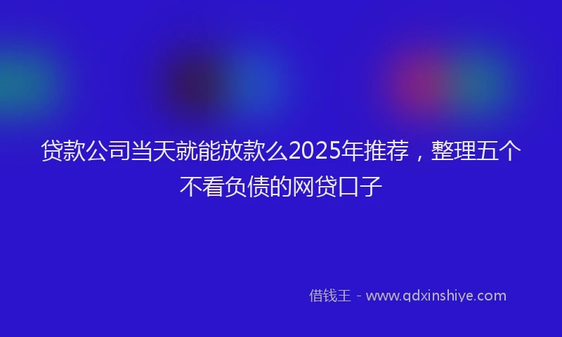 贷款公司当天就能放款么2025年推荐，整理五个不看负债的网贷口子