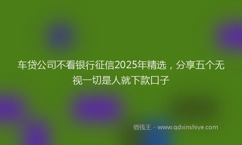 车贷公司不看银行征信2025年精选，分享五个无视一切是人就下款口子