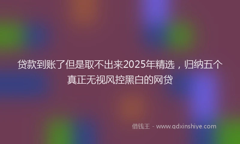 贷款到账了但是取不出来2025年精选，归纳五个真正无视风控黑白的网贷