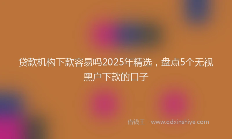 贷款机构下款容易吗2025年精选，盘点5个无视黑户下款的口子