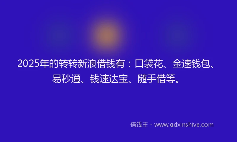 2025年的转转新浪借钱有：口袋花、金速钱包、易秒通、钱速达宝、随手借等。