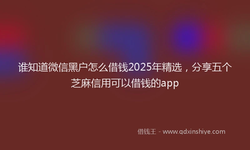 谁知道微信黑户怎么借钱2025年精选，分享五个芝麻信用可以借钱的app