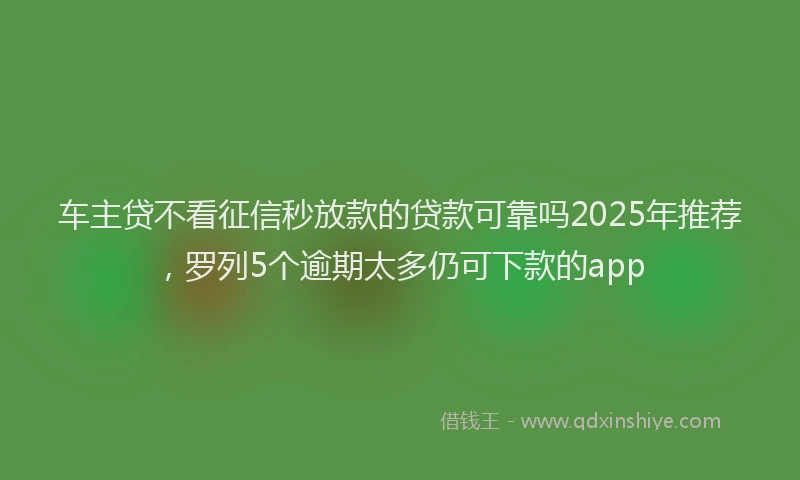 车主贷不看征信秒放款的贷款可靠吗2025年推荐，罗列5个逾期太多仍可下款的app