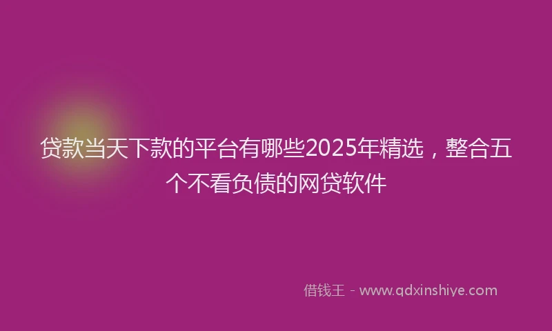 贷款当天下款的平台有哪些2025年精选，整合五个不看负债的网贷软件