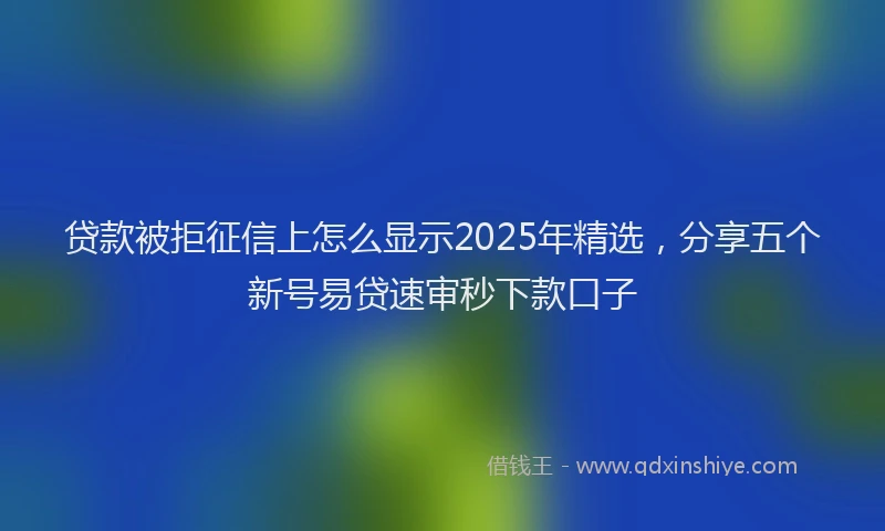 贷款被拒征信上怎么显示2025年精选，分享五个新号易贷速审秒下款口子