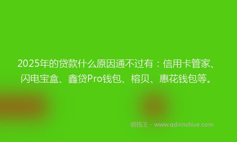2025年的贷款什么原因通不过有：信用卡管家、闪电宝盒、鑫贷Pro钱包、榕贝、惠花钱包等。