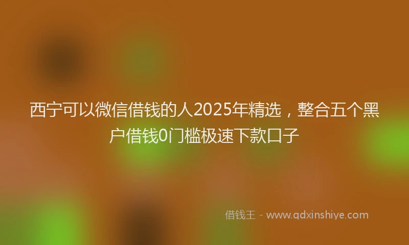 西宁可以微信借钱的人2025年精选，整合五个黑户借钱0门槛极速下款口子