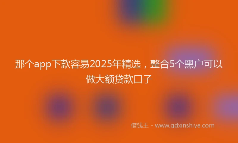 那个app下款容易2025年精选，整合5个黑户可以做大额贷款口子
