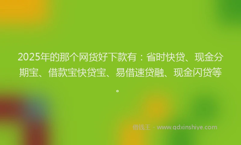 2025年的那个网货好下款有：省时快贷、现金分期宝、借款宝快贷宝、易借速贷融、现金闪贷等。