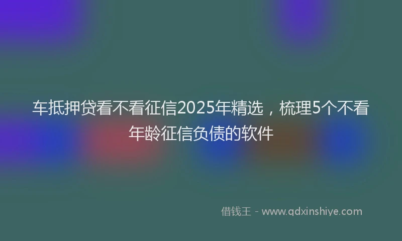 车抵押贷看不看征信2025年精选，梳理5个不看年龄征信负债的软件