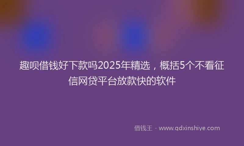 趣呗借钱好下款吗2025年精选，概括5个不看征信网贷平台放款快的软件