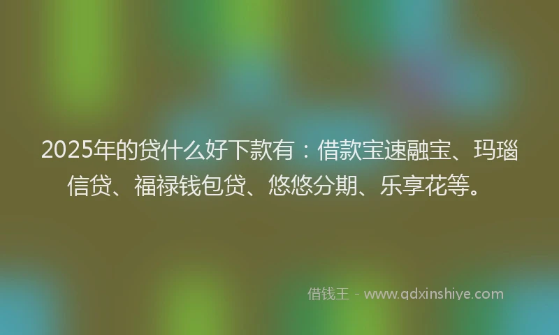 2025年的贷什么好下款有：借款宝速融宝、玛瑙信贷、福禄钱包贷、悠悠分期、乐享花等。